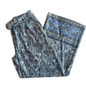 Cato Floral Paisley Wide-Leg Pants – Blue/White – Women’s Large
